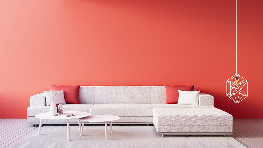 Living Coral Interior / Color of The Year for festive and valent