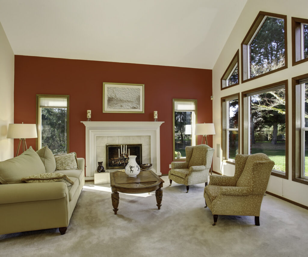 Red Wall Painting with Light Image Painting